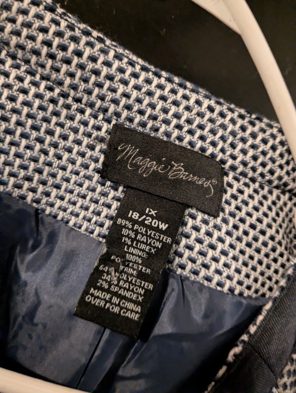 Maggie Barnes Light Blue & Navy Open-Front Textured Jacket - Picture 6 of 6